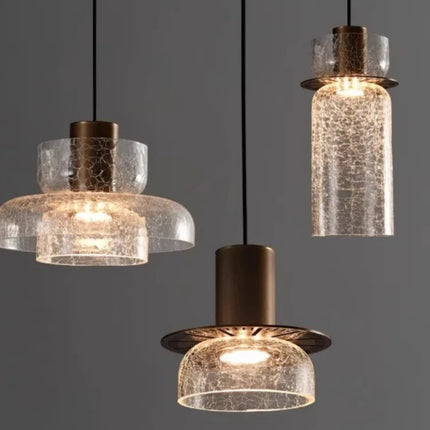 Suspension rétro en verre craquelé style américain pour bar et café — LZ4X9M