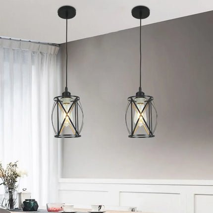 Suspension cage métallique au style industriel vintage — LZ4X9Q