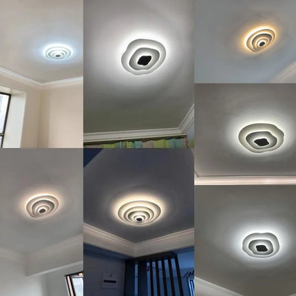 Lustre LED moderne à anneaux ondulés pour salon intérieur — LZ4X9T2