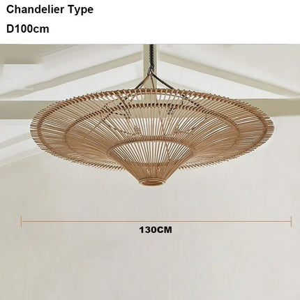 Lustre suspension en rotin au design parapluie nordique — LZ4P9XQ