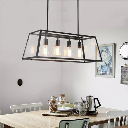 Suspension industrielle vintage en fer et acrylique pour cuisine et bar — LZ4X9M2