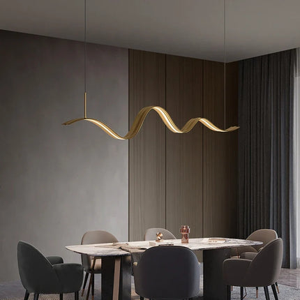 Lustre LED en cuivre au design ondulé moderne — LZ4T9XQ