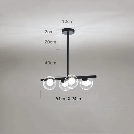 Lustre LED moderne avec billes en verre style nordique — LZ4P7XQ