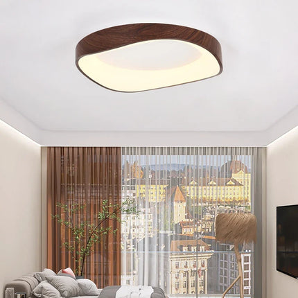 Plafonnier rond en bois avec télécommande pour éclairage intérieur — LZ4P9XJ