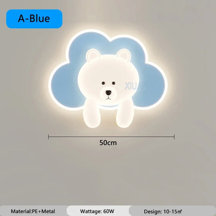 Applique murale décorative ourson et nuage pour chambre enfant — LZ4T9X