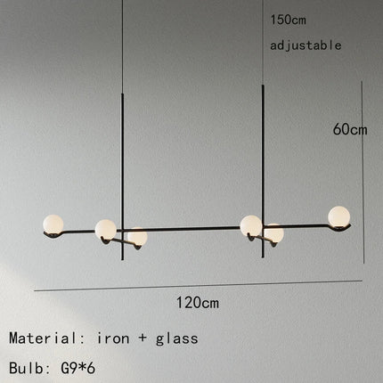 suspension simple en verre et métal avec fil réglable