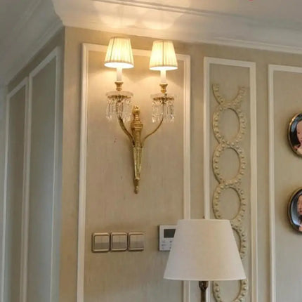 Applique murale en cuivre avec cristal et bougie LED pour intérieur élégant — LZ4XJ9