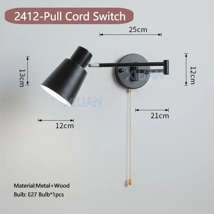Applique murale LED à bras pivotant avec abat-jour en tissu plissé et métal — LZ4X9JQ
