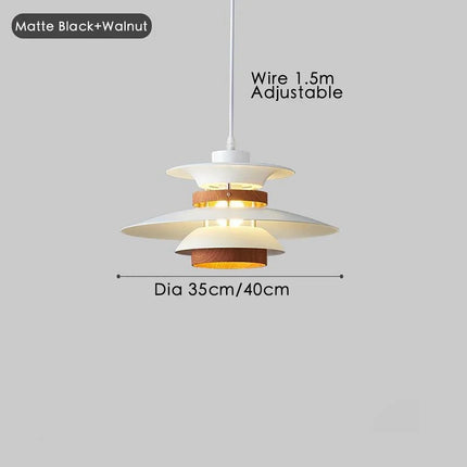 Lustre suspension LED design danois en noyer rétro — LZ4P9XJ