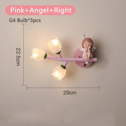 Applique murale LED G4 motif fille lapin et fleur pour enfants — LZQ7X9