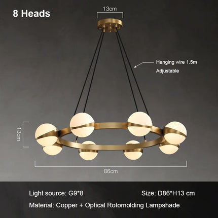 Lustre nordique en cuivre avec anneau décoratif — LZ4X9T1