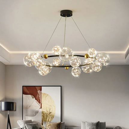 Lustre LED boule en verre à intensité variable effet ciel étoilé nordique — LZ4X9P2