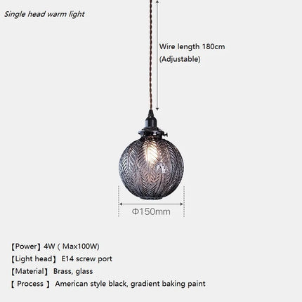 Lustre suspension boule en verre LED style nordique luxe — LZ4X9T