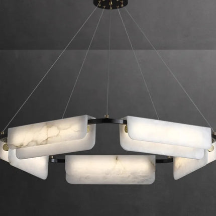 Lustre moderne en marbre naturel et cuivre lumineux — LZ4X9P2