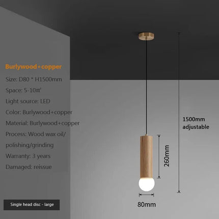Suspension lustre à barre style chinois en noyer — LZ4R9XQ