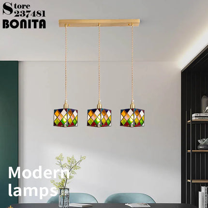Suspension en verre peint à la main style méditerranéen asiatique — LZ4P9XQ