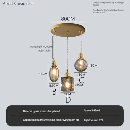 Lustre vintage Edison avec abat-jour en verre cristal pour bar loft — LZ4X9T2