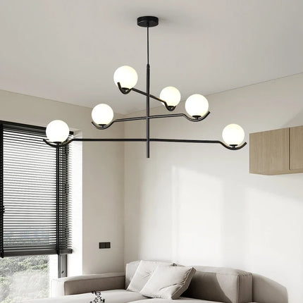 Lustre en verre blanc au design moderne pour intérieur élégant — LZ4X9T