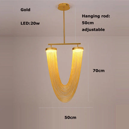 lustre art déco led dimmable en aluminium doré design moderne élégance