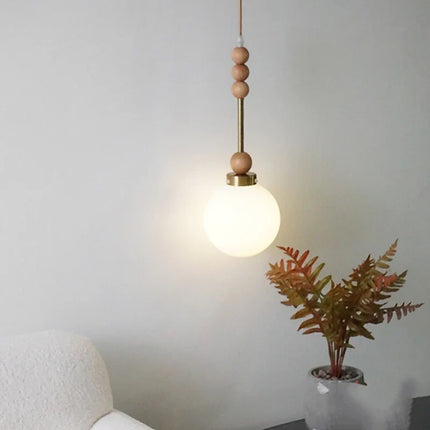Suspension vintage en verre et bois avec éclairage LED — LZ4X9T