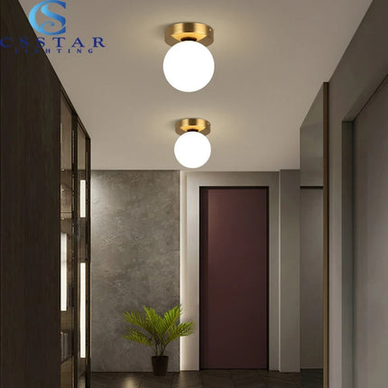 Plafonnier rond boule en verre LED pour salon et couloir — LZ4X9P