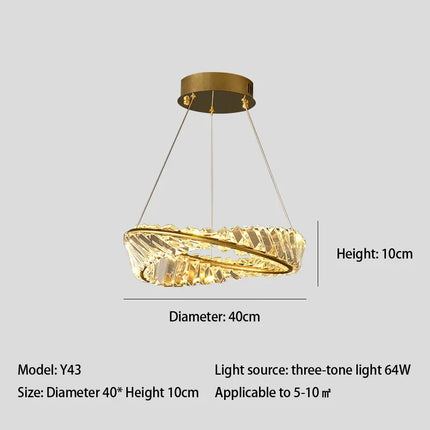 Lustre LED moderne en cristal avec anneau décoratif en acier — LZ4P7X