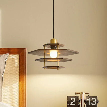 Lustre en bois massif style médiéval pour restaurant rétro — LZ4X9T2