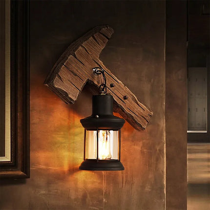 Applique murale LED au style industriel rétro en bois — LZ4X9P2