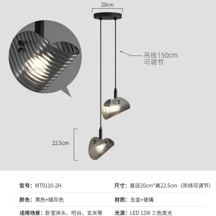 Suspension art déco en verre avec intensité lumineuse réglable — LZ4X9P2