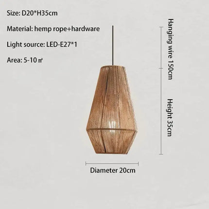 Suspension en rotin style japonais wabi sabi pour intérieur rustique — LZ4X9P