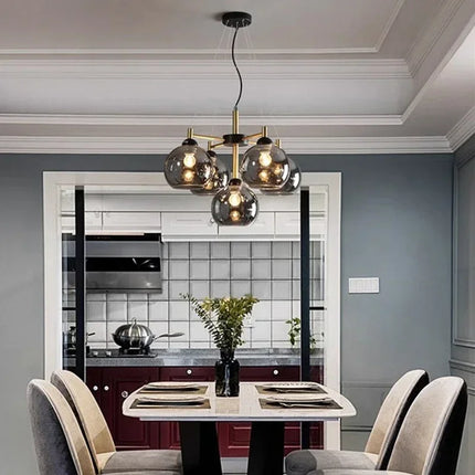 Lustre suspension nordique en cuivre et verre design avec haricots magiques — LZ4X9P
