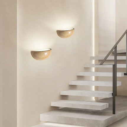 Applique murale LED semi-circulaire en travertin naturel rétro — LZ4X9M2