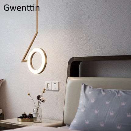 Lustre suspension moderne en anneau lune pour décoration intérieure — LZ4Q7M2