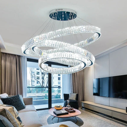 Lustre moderne en cristal avec anneaux réglables pour intérieur — LZ4X9P2