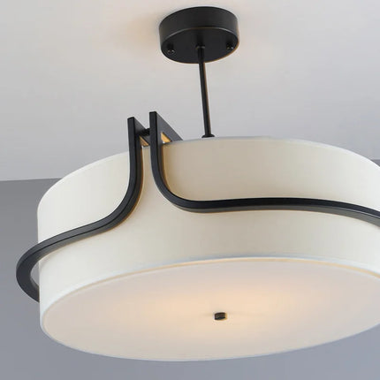 Plafonnier design luxe en cuivre avec abat-jour en tissu — LZ4X9T2