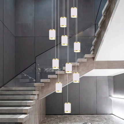 lustre long rotatif en acrylique pour éclairage intérieur décoratif