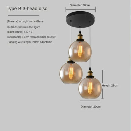 Suspension vintage en verre fumé pour loft et restaurant — LZ4X9P