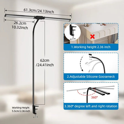 Lampe de bureau LED double tête réglable avec port USB — LZ4X9P2
