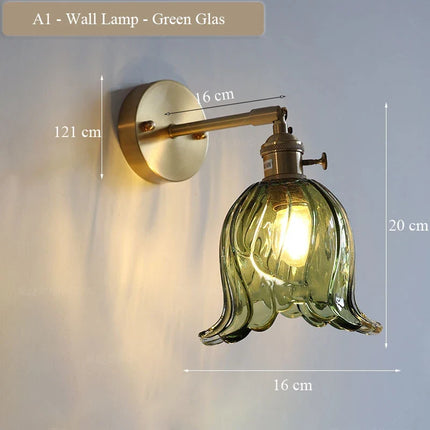 Applique murale vintage en verre et laiton réglable — LZ4X9P