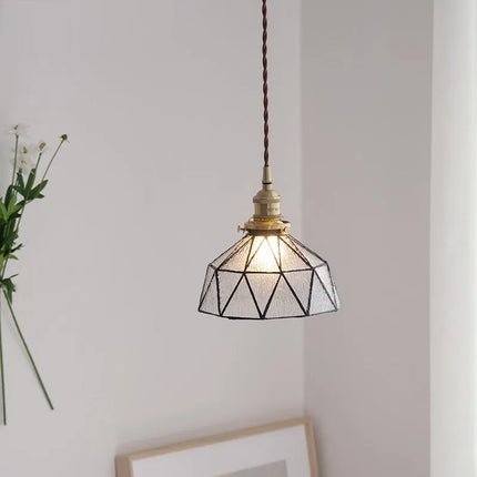 Suspension vintage en laiton et verre style nordique — LZ7D4Q