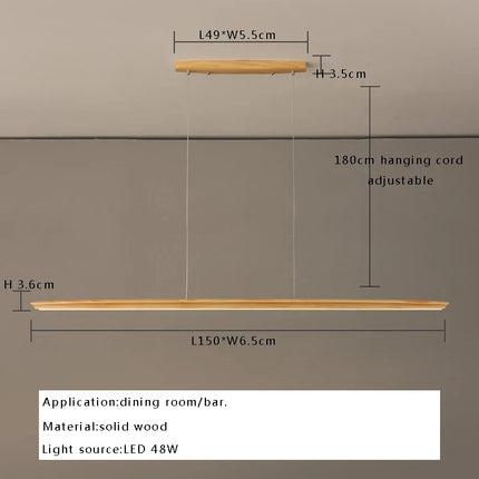 Suspension LED moderne en bois massif allongé — LZ4X9P2