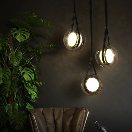 Lustre suspension design nordique en verre style yoyo — LZ4B7X9