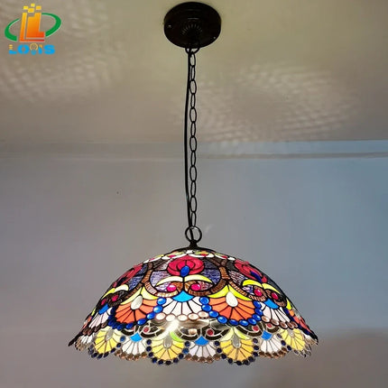 lustre rétro européen en perles de verre colorées fait main