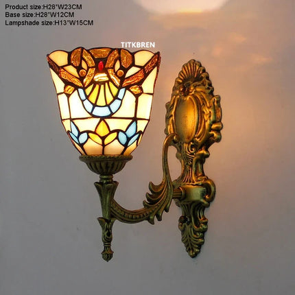 Applique murale décorative en verre avec fleurs turques et abat-jour baroque — LZ4X9T2