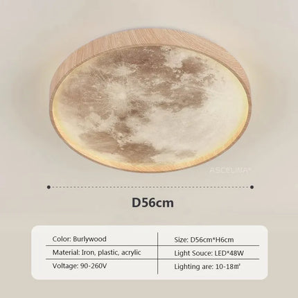 Plafonnier LED nordique en bois forme lune — LZ4X9T1