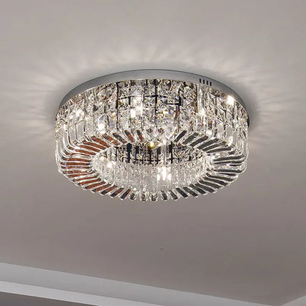 Lustre suspension LED rond en cristal et chrome style nordique — LZ4X9P