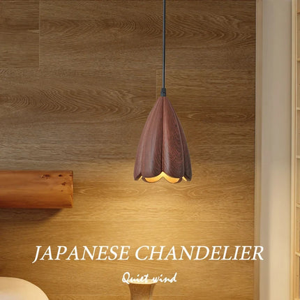 Lustre suspension en bois de noyer fait main style nordique moderne — LZ4X9T2