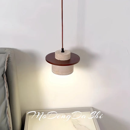 Suspension LED minimaliste japonaise en noyer et travertin — LZ4X9P