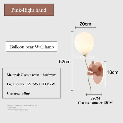 Applique murale LED ours doré en verre pour chambre enfant — LZ4X9T1