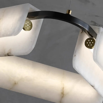 Lustre moderne en marbre naturel et cuivre lumineux — LZ4X9P2